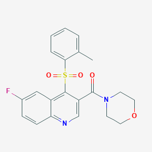 molecular formula C21H19FN2O4S B2890206 (6-氟-4-(邻甲苯磺酰)喹啉-3-基)(吗啉基)甲苯酮 CAS No. 1110989-26-8