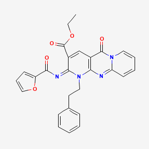 molecular formula C27H22N4O5 B2890215 (Z)-ethyl 2-((furan-2-carbonyl)imino)-5-oxo-1-phenethyl-2,5-dihydro-1H-dipyrido[1,2-a:2',3'-d]pyrimidine-3-carboxylate CAS No. 534585-83-6