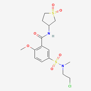 molecular formula C15H21ClN2O6S2 B2890219 5-[2-chloroethyl(methyl)sulfamoyl]-N-(1,1-dioxothiolan-3-yl)-2-methoxybenzamide CAS No. 620571-39-3