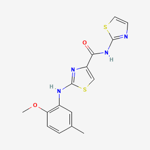 molecular formula C15H14N4O2S2 B2890224 2-((2-methoxy-5-methylphenyl)amino)-N-(thiazol-2-yl)thiazole-4-carboxamide CAS No. 1170052-22-8