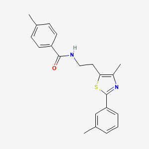 molecular formula C21H22N2OS B2890232 4-methyl-N-{2-[4-methyl-2-(3-methylphenyl)-1,3-thiazol-5-yl]ethyl}benzamide CAS No. 873076-12-1