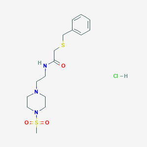 molecular formula C16H26ClN3O3S2 B2890233 2-(苄硫基)-N-(2-(4-(甲基磺酰基)哌嗪-1-基)乙基)乙酰胺盐酸盐 CAS No. 1351642-09-5