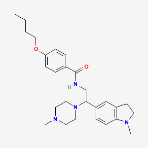 molecular formula C27H38N4O2 B2890235 4-butoxy-N-(2-(1-methylindolin-5-yl)-2-(4-methylpiperazin-1-yl)ethyl)benzamide CAS No. 922034-64-8
