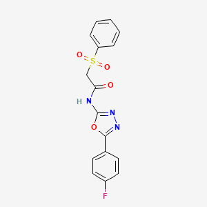 molecular formula C16H12FN3O4S B2890245 2-(苯磺酰基)-N-[5-(4-氟苯基)-1,3,4-恶二唑-2-基]乙酰胺 CAS No. 895463-73-7