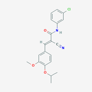 molecular formula C20H19ClN2O3 B2890247 (E)-N-(3-chlorophenyl)-2-cyano-3-(3-methoxy-4-propan-2-yloxyphenyl)prop-2-enamide CAS No. 357617-64-2