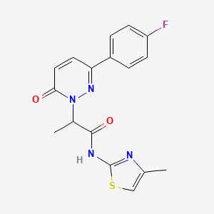 molecular formula C17H15FN4O2S B2890249 2-(3-(4-fluorophenyl)-6-oxopyridazin-1(6H)-yl)-N-(4-methylthiazol-2-yl)propanamide CAS No. 1203365-57-4