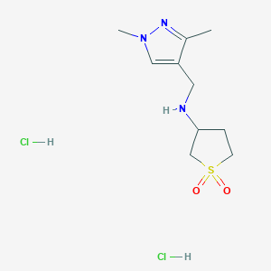 molecular formula C10H19Cl2N3O2S B2890252 3-(((1,3-dimethyl-1H-pyrazol-4-yl)methyl)amino)tetrahydrothiophene 1,1-dioxide dihydrochloride CAS No. 2320144-06-5