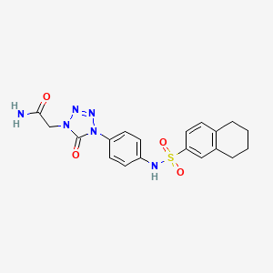 molecular formula C19H20N6O4S B2890253 2-(5-oxo-4-(4-(5,6,7,8-tetrahydronaphthalene-2-sulfonamido)phenyl)-4,5-dihydro-1H-tetrazol-1-yl)acetamide CAS No. 1396572-39-6