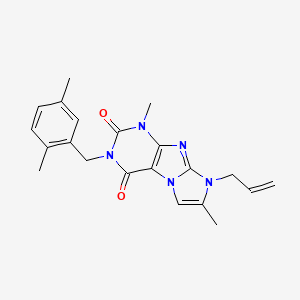 molecular formula C21H23N5O2 B2890255 8-allyl-3-(2,5-dimethylbenzyl)-1,7-dimethyl-1H-imidazo[2,1-f]purine-2,4(3H,8H)-dione CAS No. 887464-66-6