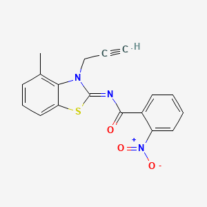 molecular formula C18H13N3O3S B2890269 N-(4-甲基-3-丙-2-炔基-1,3-苯并噻唑-2-亚基)-2-硝基苯甲酰胺 CAS No. 868674-53-7