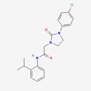 molecular formula C20H22ClN3O2 B2890272 2-(3-(4-氯苯基)-2-氧代咪唑烷-1-基)-N-(2-异丙苯基)乙酰胺 CAS No. 1251708-40-3