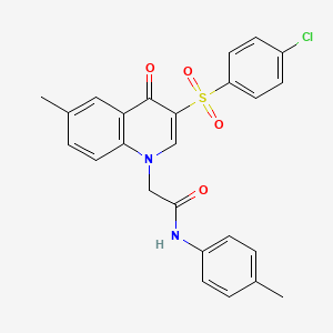 molecular formula C25H21ClN2O4S B2890274 2-[3-(4-氯苯基)磺酰基-6-甲基-4-氧代喹啉-1-基]-N-(4-甲基苯基)乙酰胺 CAS No. 866591-00-6