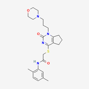 molecular formula C24H32N4O3S B2890278 N-(2,5-dimethylphenyl)-2-((1-(3-morpholinopropyl)-2-oxo-2,5,6,7-tetrahydro-1H-cyclopenta[d]pyrimidin-4-yl)thio)acetamide CAS No. 898445-20-0