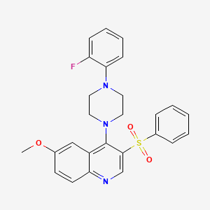 molecular formula C26H24FN3O3S B2890280 4-(4-(2-氟苯基)哌嗪-1-基)-6-甲氧基-3-(苯磺酰基)喹啉 CAS No. 895651-52-2