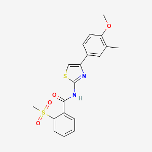molecular formula C19H18N2O4S2 B2890288 N-(4-(4-methoxy-3-methylphenyl)thiazol-2-yl)-2-(methylsulfonyl)benzamide CAS No. 896362-84-8