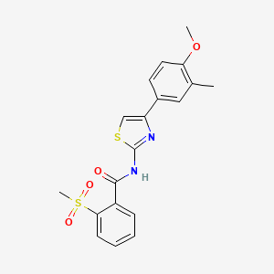 molecular formula C19H18N2O4S2 B2890288 N-(4-(4-甲氧基-3-甲基苯基)噻唑-2-基)-2-(甲基磺酰基)苯甲酰胺 CAS No. 896362-84-8