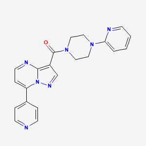 molecular formula C21H19N7O B2890323 (4-(吡啶-2-基)哌嗪-1-基)(7-(吡啶-4-基)吡唑并[1,5-a]嘧啶-3-基)甲酮 CAS No. 1251706-04-3