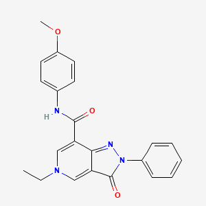 molecular formula C22H20N4O3 B2890344 5-ethyl-N-(4-methoxyphenyl)-3-oxo-2-phenyl-3,5-dihydro-2H-pyrazolo[4,3-c]pyridine-7-carboxamide CAS No. 923150-26-9
