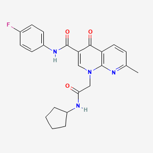 molecular formula C23H23FN4O3 B2890346 1-(2-(cyclopentylamino)-2-oxoethyl)-N-(4-fluorophenyl)-7-methyl-4-oxo-1,4-dihydro-1,8-naphthyridine-3-carboxamide CAS No. 1251585-08-6