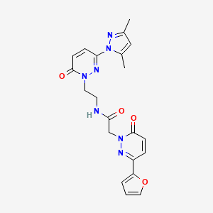 molecular formula C21H21N7O4 B2890354 N-(2-(3-(3,5-dimethyl-1H-pyrazol-1-yl)-6-oxopyridazin-1(6H)-yl)ethyl)-2-(3-(furan-2-yl)-6-oxopyridazin-1(6H)-yl)acetamide CAS No. 1396783-94-0