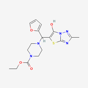 Ethyl 4-(furan-2-yl(6-hydroxy-2-methylthiazolo[3,2-b][1,2,4]triazol-5-yl)methyl)piperazine-1-carboxylate