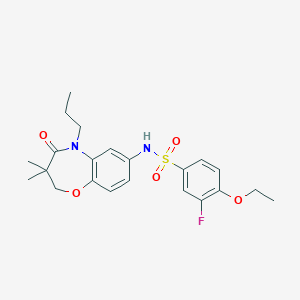 molecular formula C22H27FN2O5S B2890438 N-(3,3-二甲基-4-氧代-5-丙基-2,3,4,5-四氢苯并[b][1,4]恶杂环庚-7-基)-4-乙氧基-3-氟苯磺酰胺 CAS No. 922003-69-8