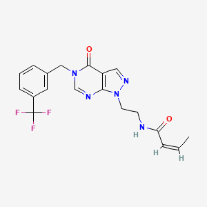 molecular formula C19H18F3N5O2 B2890441 (Z)-N-(2-(4-氧代-5-(3-(三氟甲基)苄基)-4,5-二氢-1H-吡唑并[3,4-d]嘧啶-1-基)乙基)丁-2-烯酰胺 CAS No. 1006811-63-7