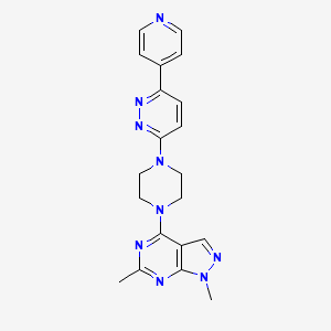 molecular formula C20H21N9 B2890442 1,6-Dimethyl-4-[4-(6-pyridin-4-ylpyridazin-3-yl)piperazin-1-yl]pyrazolo[3,4-d]pyrimidine CAS No. 2380189-62-6