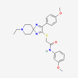molecular formula C25H30N4O3S B2890479 2-((8-ethyl-3-(4-methoxyphenyl)-1,4,8-triazaspiro[4.5]deca-1,3-dien-2-yl)thio)-N-(3-methoxyphenyl)acetamide CAS No. 1189960-95-9