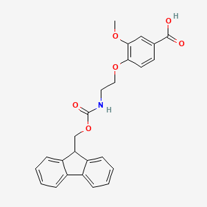 molecular formula C25H23NO6 B2890480 4-[2-(9H-Fluoren-9-ylmethoxycarbonylamino)ethoxy]-3-methoxybenzoic acid CAS No. 2416237-06-2