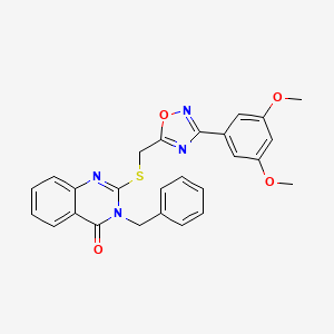 molecular formula C26H22N4O4S B2890488 3-benzyl-2-(((3-(3,5-dimethoxyphenyl)-1,2,4-oxadiazol-5-yl)methyl)thio)quinazolin-4(3H)-one CAS No. 2034205-04-2