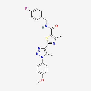 molecular formula C22H20FN5O2S B2890495 N-(4-氟苄基)-2-(1-(4-甲氧基苯基)-5-甲基-1H-1,2,3-三唑-4-基)-4-甲基噻唑-5-甲酰胺 CAS No. 1206994-26-4