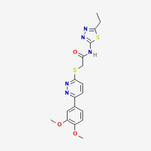 molecular formula C18H19N5O3S2 B2890496 2-[6-(3,4-dimethoxyphenyl)pyridazin-3-yl]sulfanyl-N-(5-ethyl-1,3,4-thiadiazol-2-yl)acetamide CAS No. 893993-49-2