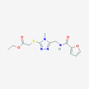 molecular formula C13H16N4O4S B2890510 ethyl 2-((5-((furan-2-carboxamido)methyl)-4-methyl-4H-1,2,4-triazol-3-yl)thio)acetate CAS No. 689750-37-6