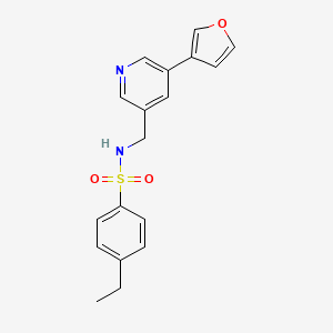 molecular formula C18H18N2O3S B2890511 4-ethyl-N-((5-(furan-3-yl)pyridin-3-yl)methyl)benzenesulfonamide CAS No. 2034394-10-8