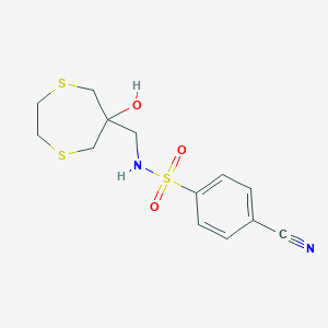 4-Cyano-N-[(6-hydroxy-1,4-dithiepan-6-yl)methyl]benzenesulfonamide