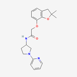 molecular formula C21H25N3O3 B2890534 2-((2,2-二甲基-2,3-二氢苯并呋喃-7-基)氧基)-N-(1-(吡啶-2-基)吡咯烷-3-基)乙酰胺 CAS No. 1798624-90-4