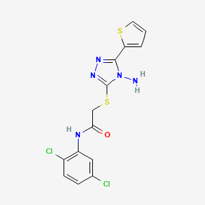 molecular formula C14H11Cl2N5OS2 B2890538 2-{[4-amino-5-(thiophen-2-yl)-4H-1,2,4-triazol-3-yl]sulfanyl}-N-(2,5-dichlorophenyl)acetamide CAS No. 746612-35-1
