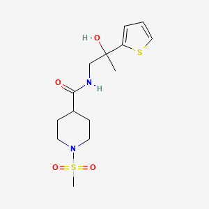 molecular formula C14H22N2O4S2 B2890549 N-(2-羟基-2-(噻吩-2-基)丙基)-1-(甲磺酰基)哌啶-4-甲酰胺 CAS No. 1351652-03-3