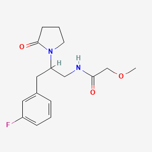 molecular formula C16H21FN2O3 B2890551 N-(3-(3-氟苯基)-2-(2-氧代吡咯烷-1-基)丙基)-2-甲氧基乙酰胺 CAS No. 1421514-44-4