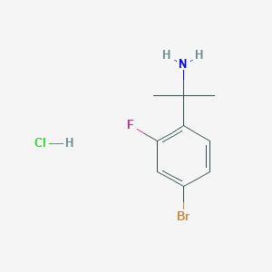 molecular formula C9H12BrClFN B2890563 2-(4-Bromo-2-fluorophenyl)propan-2-amine;hydrochloride CAS No. 2460749-55-5
