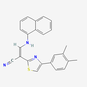 molecular formula C24H19N3S B2890576 (Z)-2-(4-(3,4-dimethylphenyl)thiazol-2-yl)-3-(naphthalen-1-ylamino)acrylonitrile CAS No. 477187-92-1