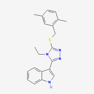 molecular formula C21H22N4S B2890580 3-(5-((2,5-dimethylbenzyl)thio)-4-ethyl-4H-1,2,4-triazol-3-yl)-1H-indole CAS No. 946376-99-4