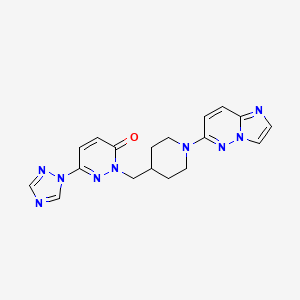 molecular formula C18H19N9O B2890590 2-[(1-{咪唑并[1,2-b]哒嗪-6-基}哌啶-4-基)甲基]-6-(1H-1,2,4-三唑-1-基)-2,3-二氢哒嗪-3-酮 CAS No. 2176152-12-6