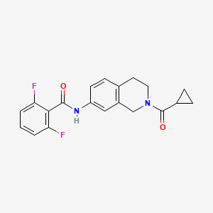 molecular formula C20H18F2N2O2 B2890603 N-(2-(环丙烷羰基)-1,2,3,4-四氢异喹啉-7-基)-2,6-二氟苯甲酰胺 CAS No. 955765-45-4