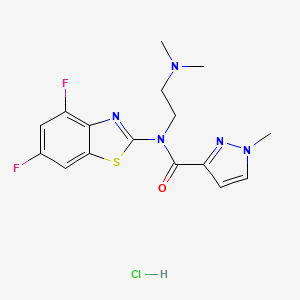 molecular formula C16H18ClF2N5OS B2890611 N-(4,6-difluorobenzo[d]thiazol-2-yl)-N-(2-(dimethylamino)ethyl)-1-methyl-1H-pyrazole-3-carboxamide hydrochloride CAS No. 1215597-41-3