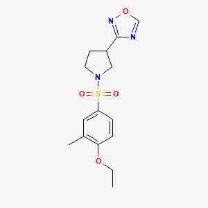 molecular formula C15H19N3O4S B2890617 3-(1-((4-Ethoxy-3-methylphenyl)sulfonyl)pyrrolidin-3-yl)-1,2,4-oxadiazole CAS No. 2034553-49-4