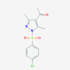 molecular formula C13H13ClN2O3S B289062 1-{1-[(4-chlorophenyl)sulfonyl]-3,5-dimethyl-1H-pyrazol-4-yl}ethanone 