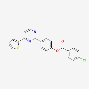 molecular formula C21H13ClN2O2S B2890622 4-[4-(2-Thienyl)-2-pyrimidinyl]phenyl 4-chlorobenzenecarboxylate CAS No. 477862-92-3
