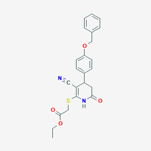 molecular formula C23H22N2O4S B2890623 Ethyl ({4-[4-(benzyloxy)phenyl]-3-cyano-6-oxo-1,4,5,6-tetrahydropyridin-2-yl}sulfanyl)acetate CAS No. 332046-10-3